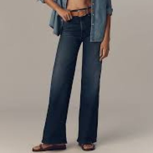 MOTHER The Hustler Roller Sneak High-Rise Wide-Leg Jeans - Picture 1 of 2